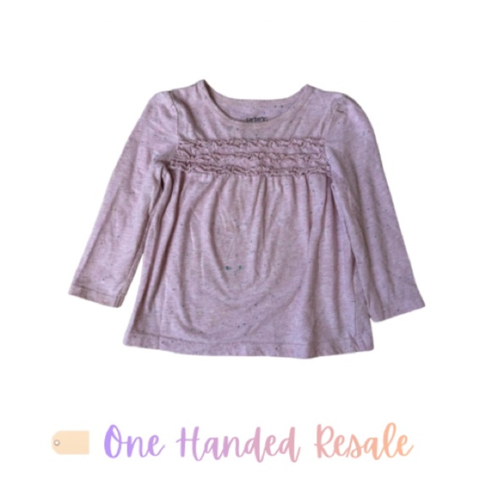 🌈 Carter's Light Pink Rainbow Flecked Kids Long Sleeve Top Girls 18M